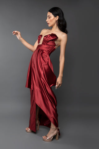 Draped Asymmetric Gown