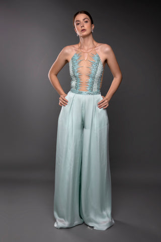 Sequin Halter Neck Bodice Jumpsuit