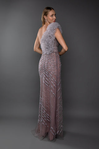 Rosé Radiance One-Shoulder Gown.