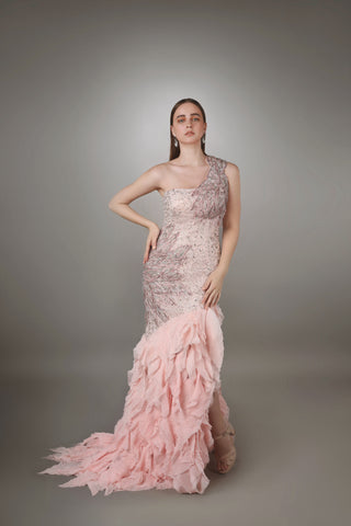 Blush Petal Asymmetric Gown