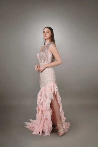 Blush Petal Asymmetric Gown