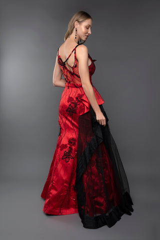 Scarlet Elegance Plunge Gown