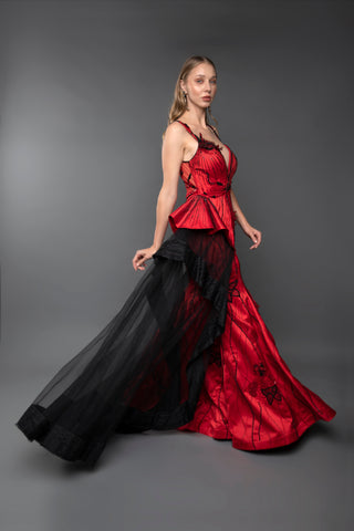 Scarlet Elegance Plunge Gown