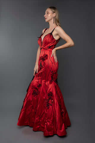 Scarlet Elegance Plunge Gown