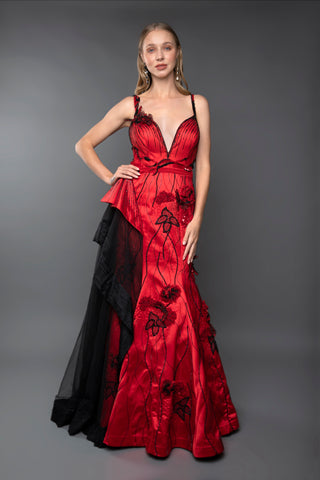 Scarlet Elegance Plunge Gown