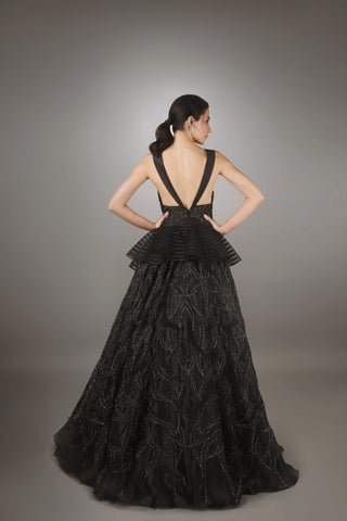 Noir Geometry Criss-Cross Gown