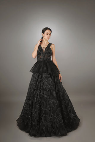 Noir Geometry Criss-Cross Gown